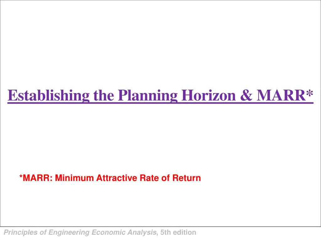 establishing the planning horizon marr