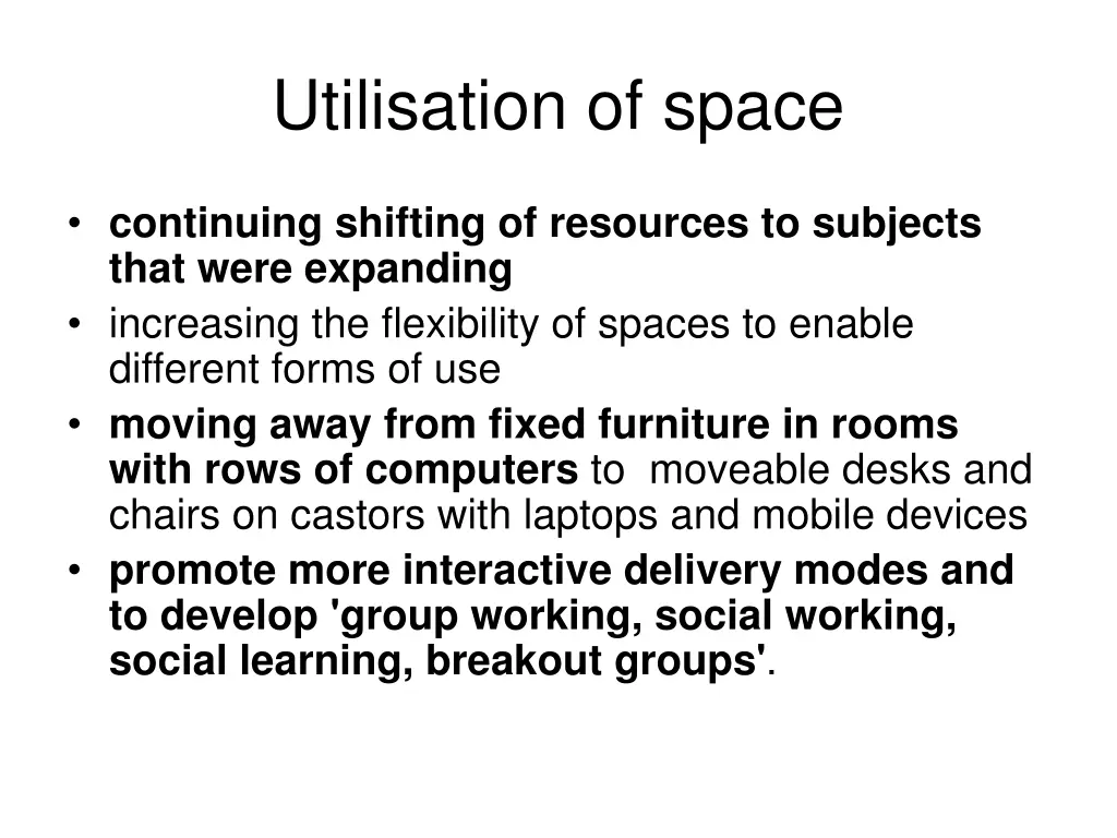 utilisation of space