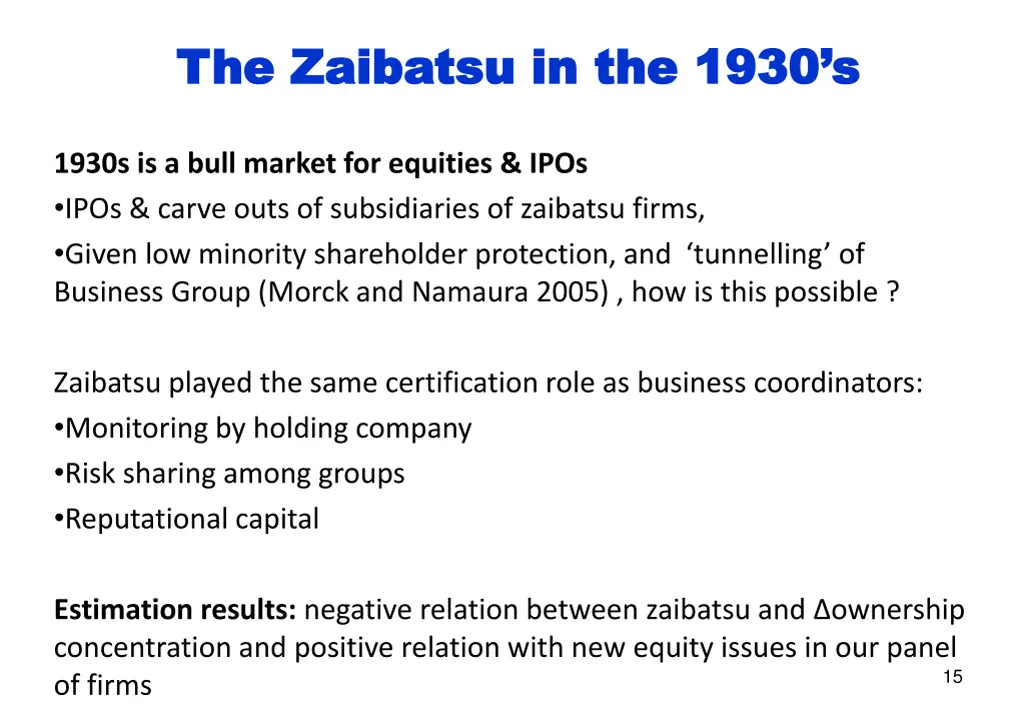 the zaibatsu in the 1930 s the zaibatsu