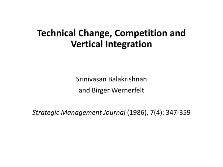 technical change competition and vertical