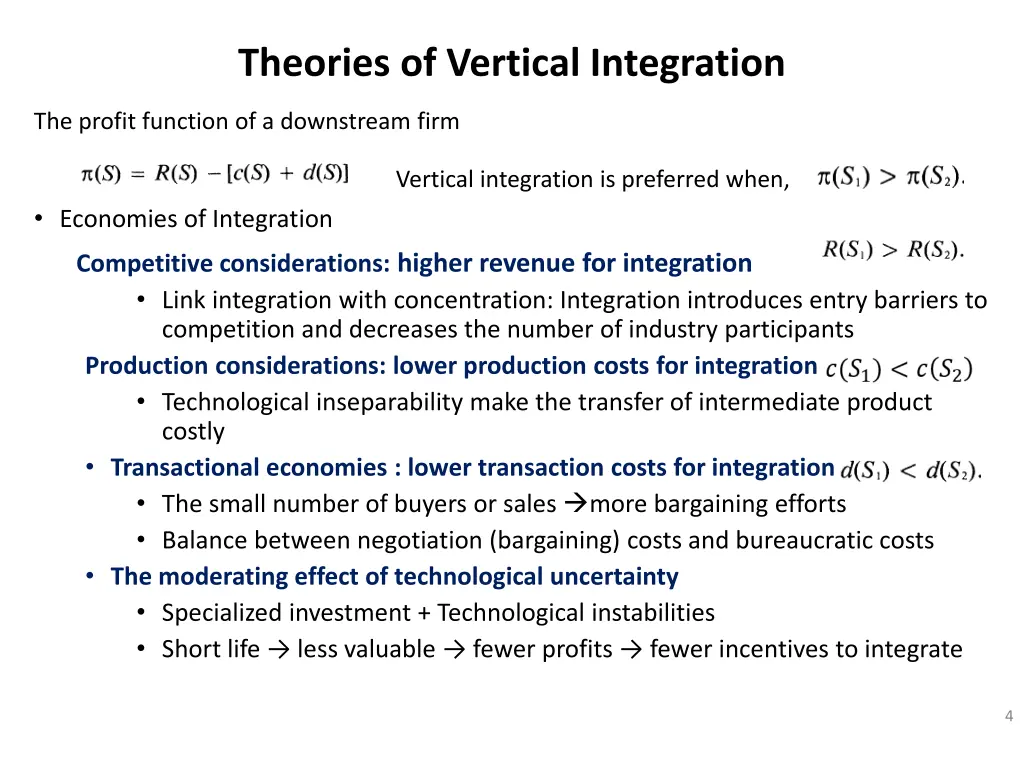 theories of vertical integration