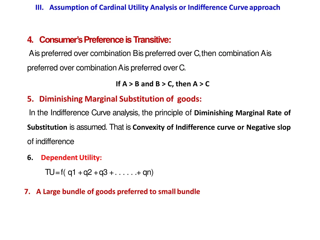 iii assumption of cardinal utility analysis 1