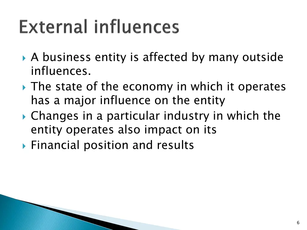 a business entity is affected by many outside