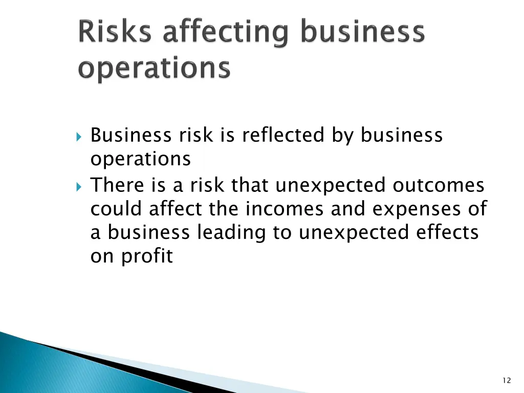 business risk is reflected by business operations