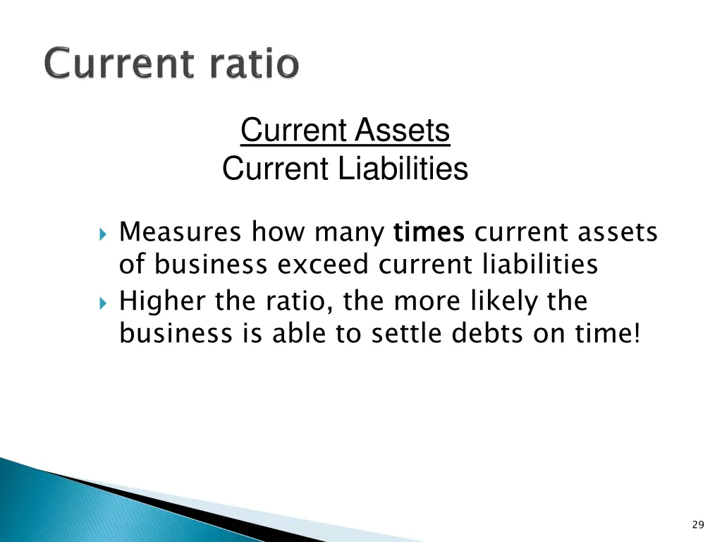 current assets current liabilities