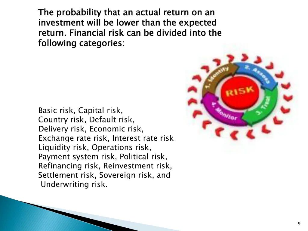 the probability that an actual return