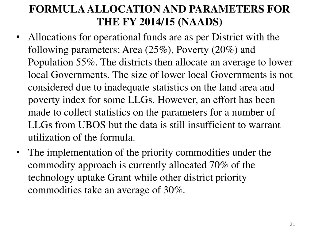 formula allocation and parameters for the fy 2014 1