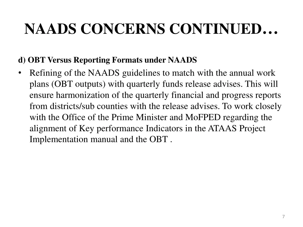 naads concerns continued