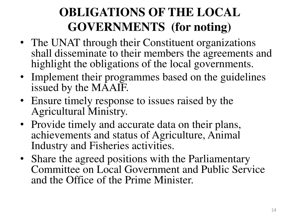 obligations of the local governments for noting
