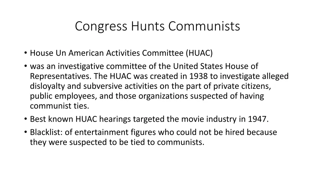 congress hunts communists