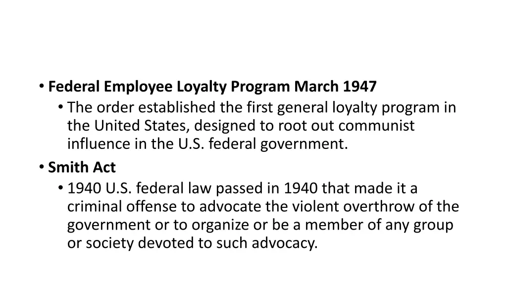 federal employee loyalty program march 1947