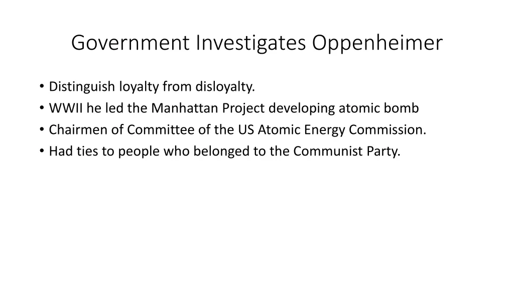 government investigates oppenheimer