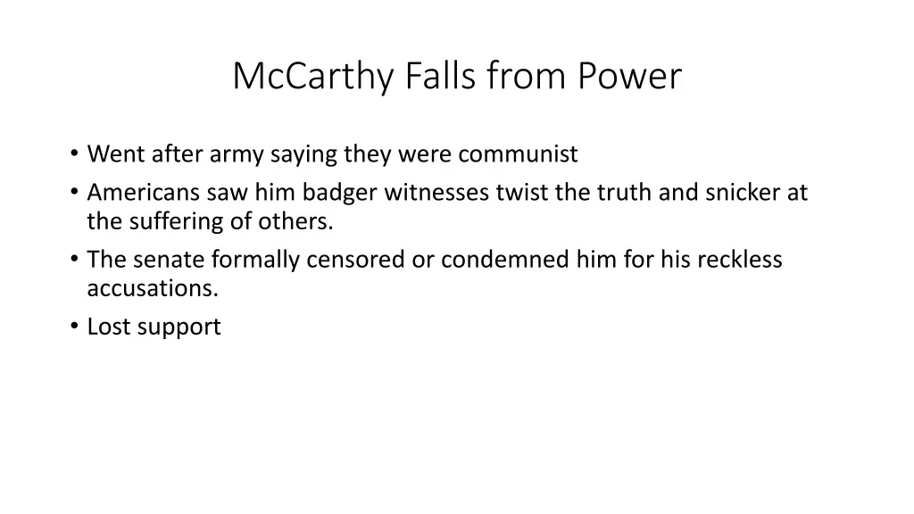 mccarthy falls from power