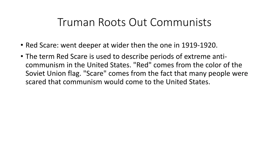 truman roots out communists