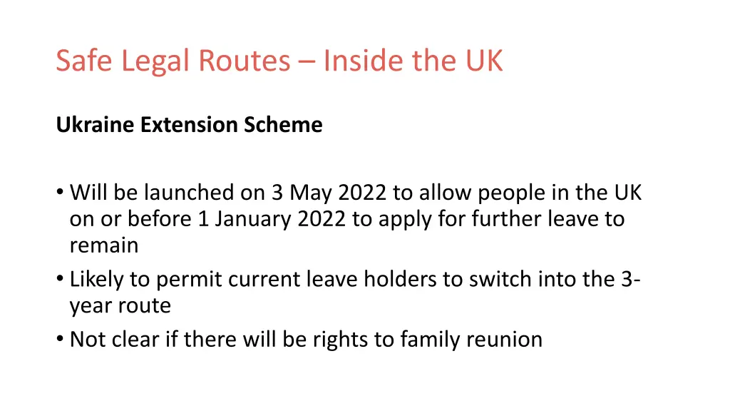 safe legal routes inside the uk