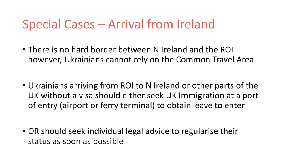 special cases arrival from ireland