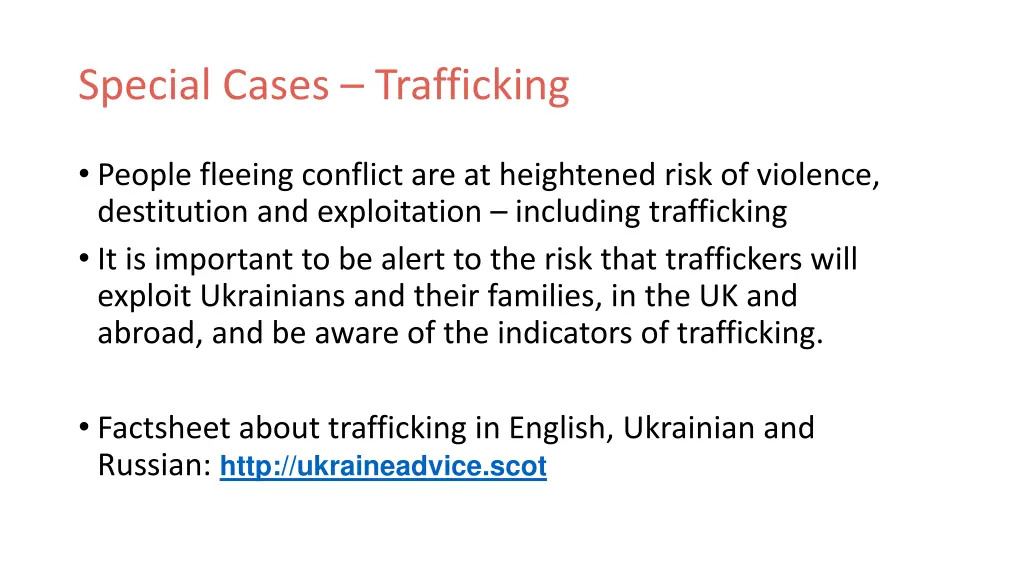 special cases trafficking