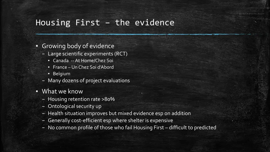housing first the evidence