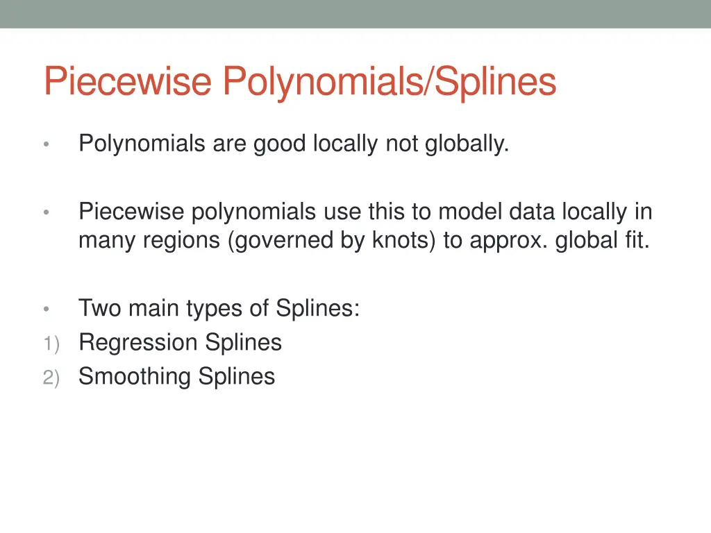 piecewise polynomials splines