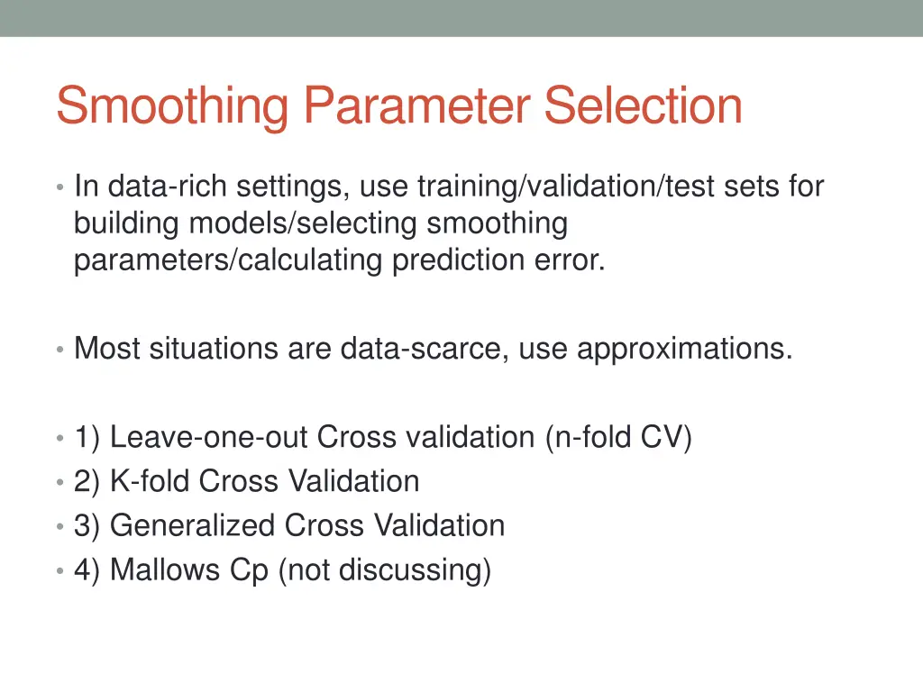 smoothing parameter selection