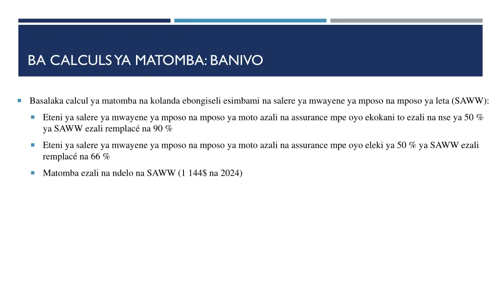 ba calculs ya matomba banivo