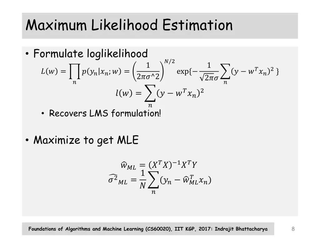 maximum likelihood estimation