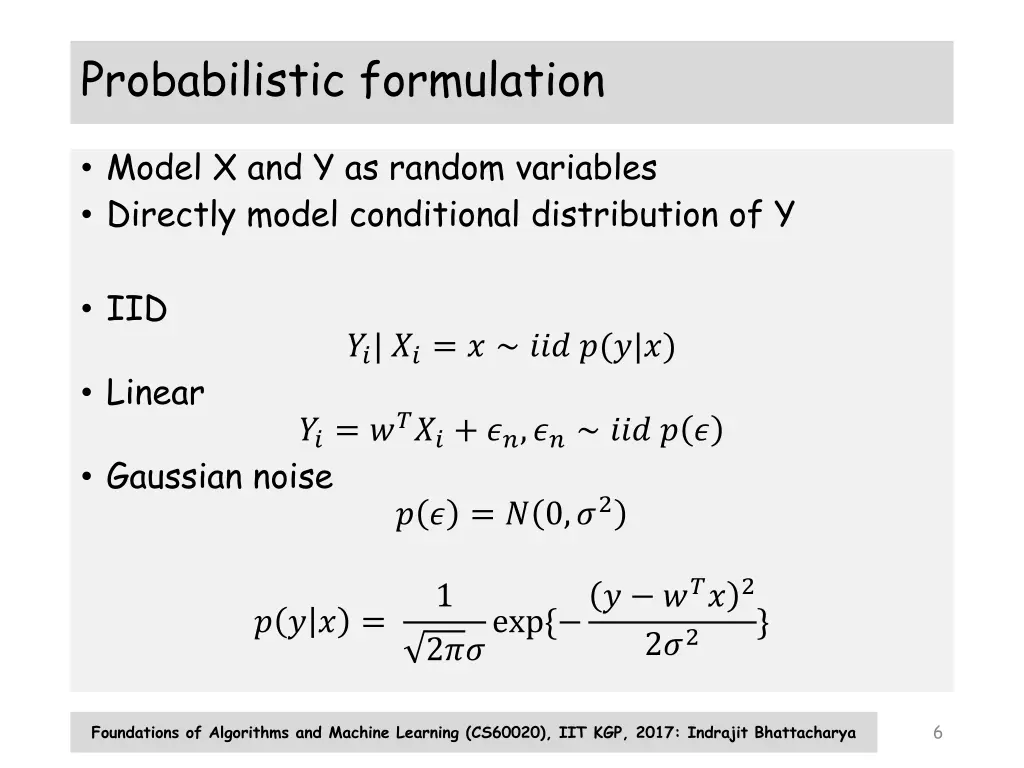 probabilistic formulation