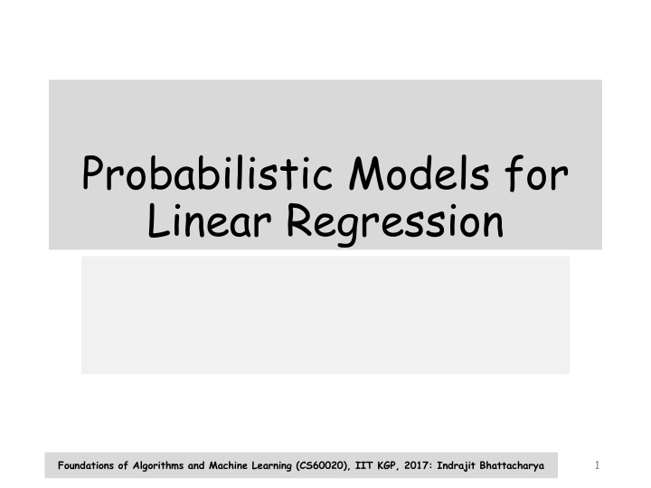 probabilistic models for linear regression
