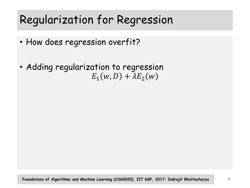 regularization for regression