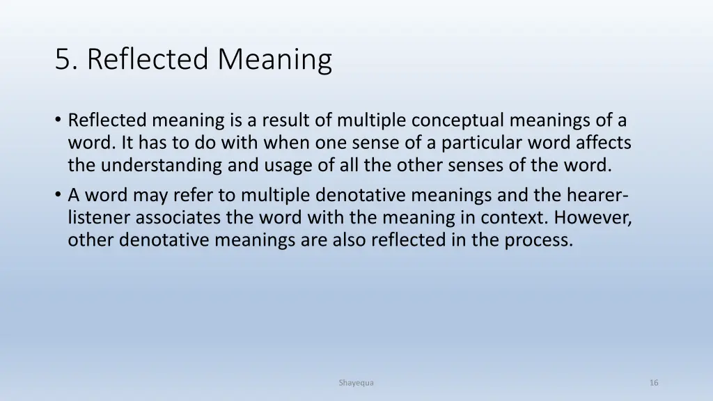 5 reflected meaning