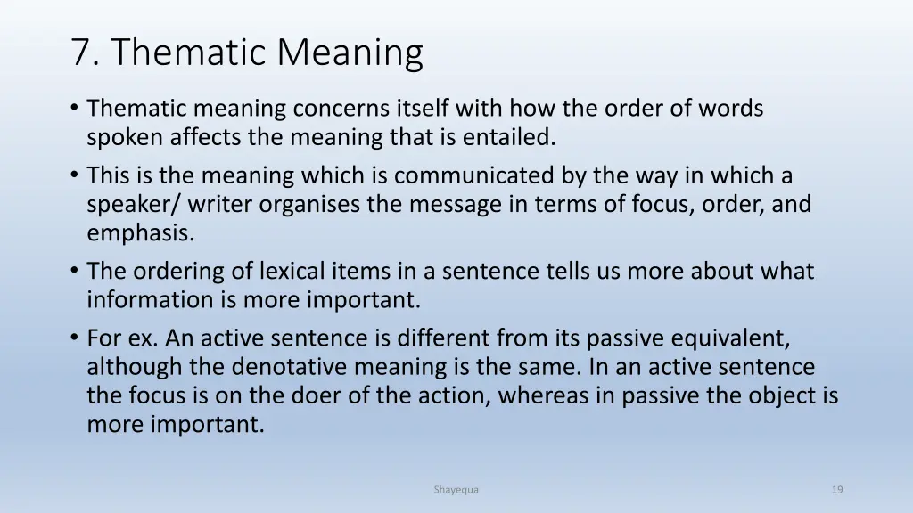 7 thematic meaning