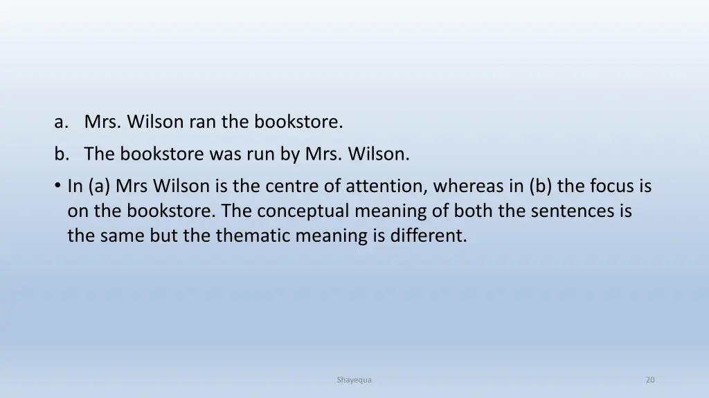 a mrs wilson ran the bookstore