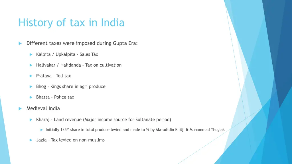 history of tax in india