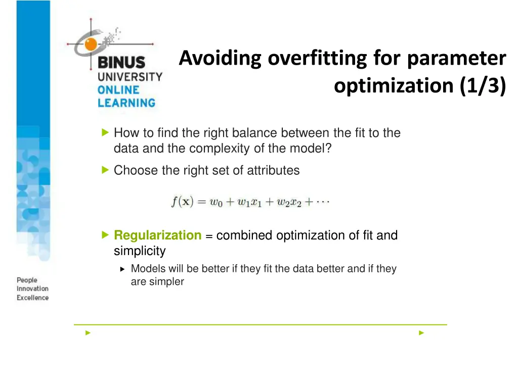 avoiding overfitting for parameter optimization