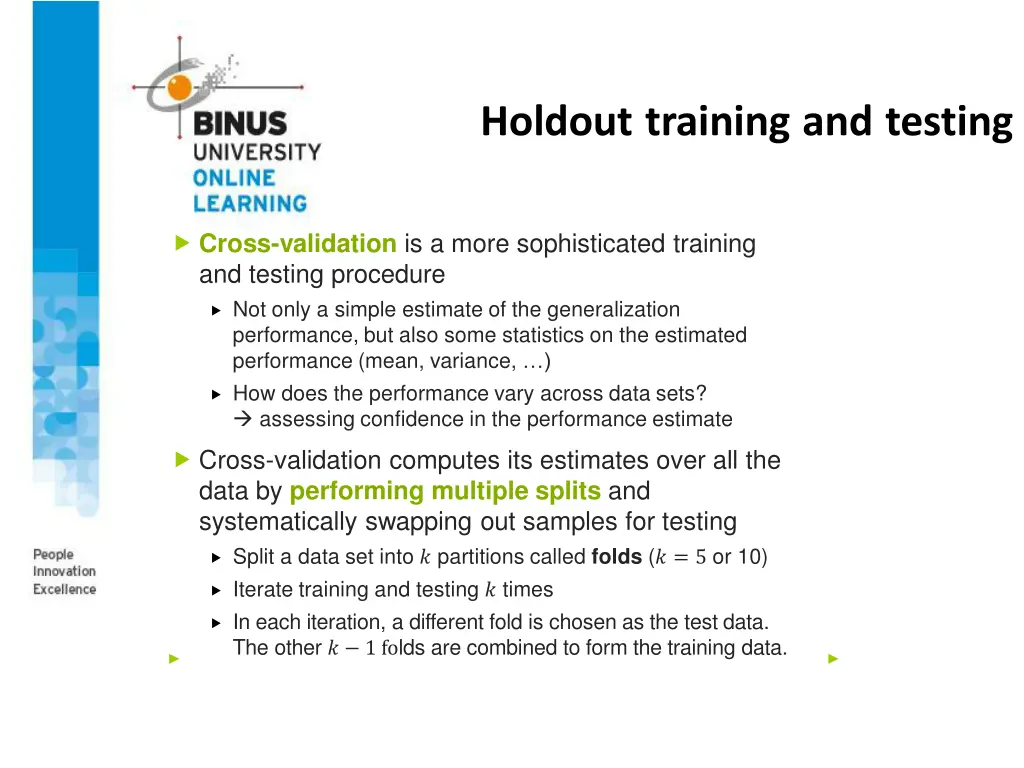 holdout training and testing