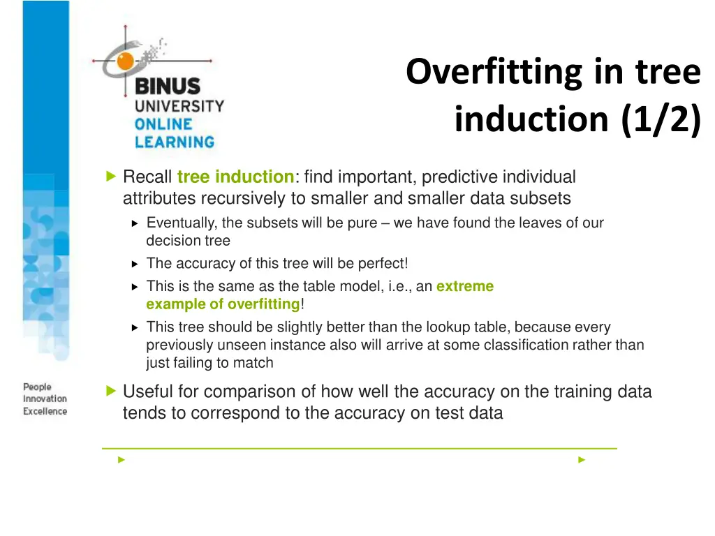 overfitting in tree induction 1 2