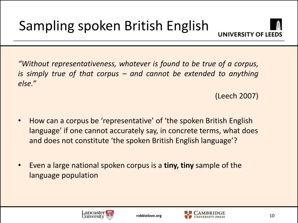 sampling spoken british english