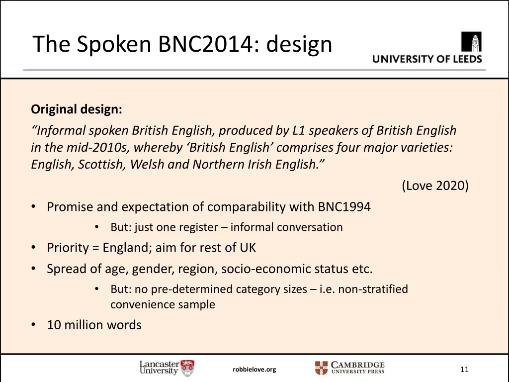 the spoken bnc2014 design