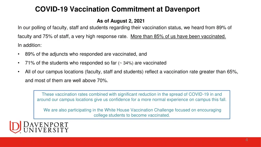 covid 19 vaccination commitment at davenport