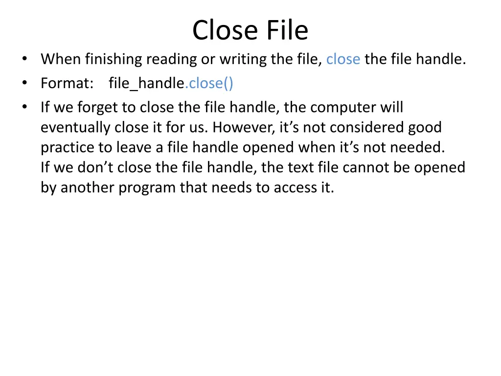 close file