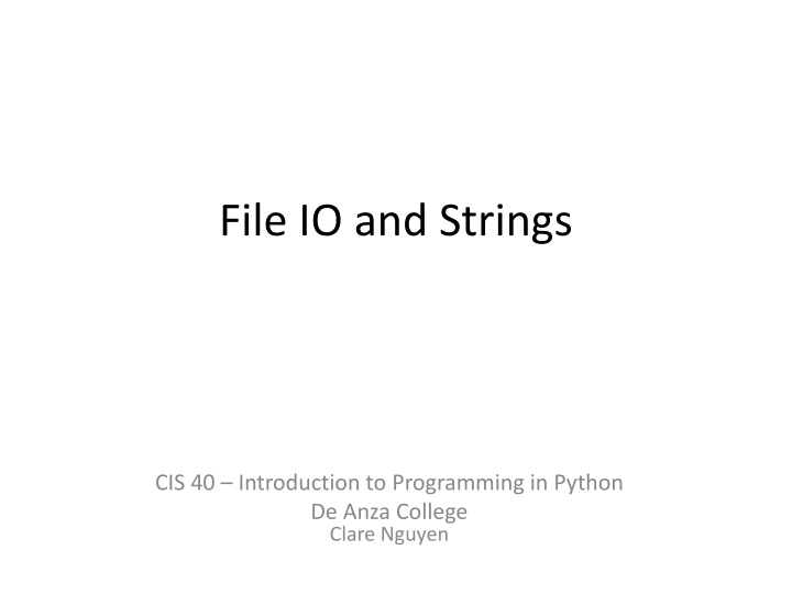 file io and strings