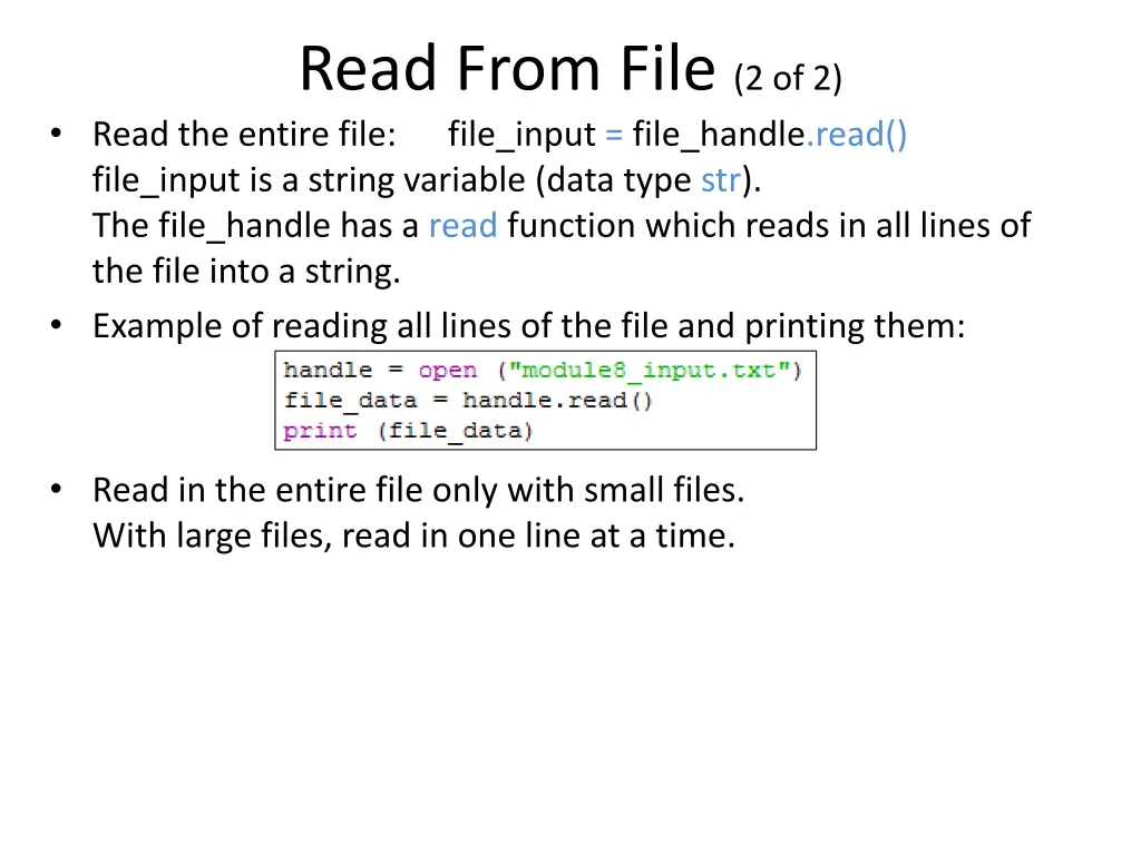 read from file 2 of 2 read the entire file file