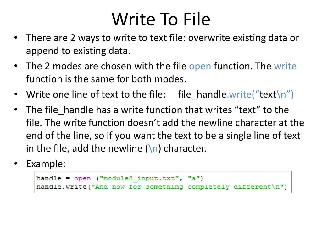 write to file