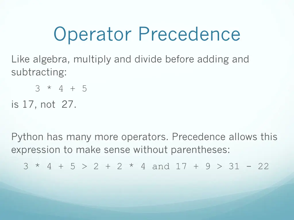 operator precedence