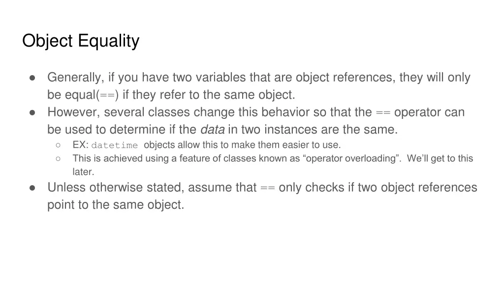 object equality