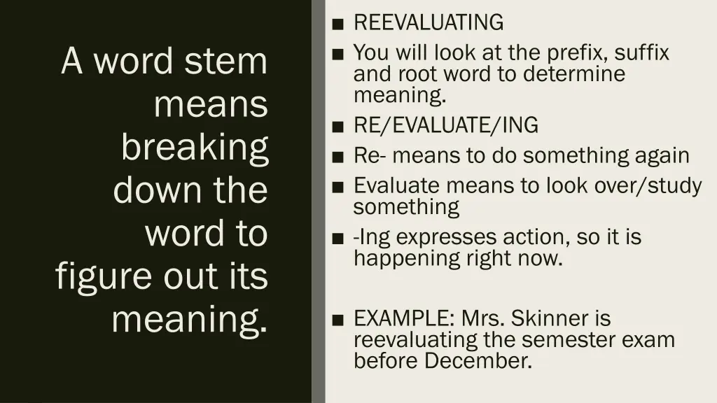 reevaluating you will look at the prefix suffix