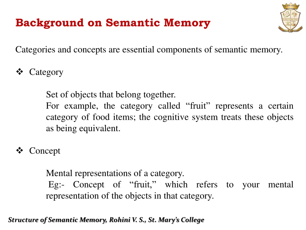 background on semantic memory 1