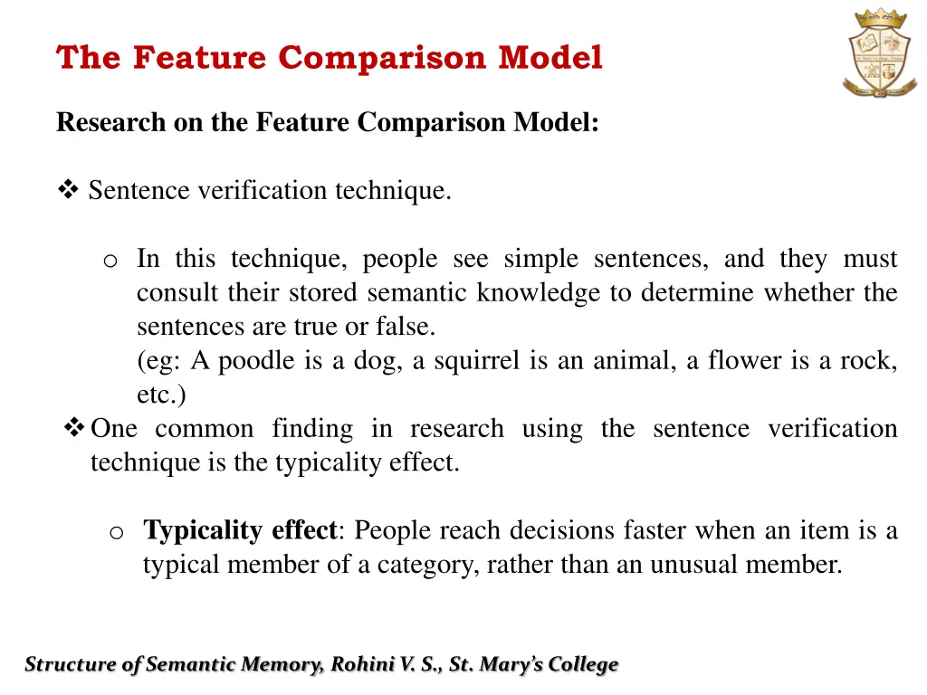 the feature comparison model 1
