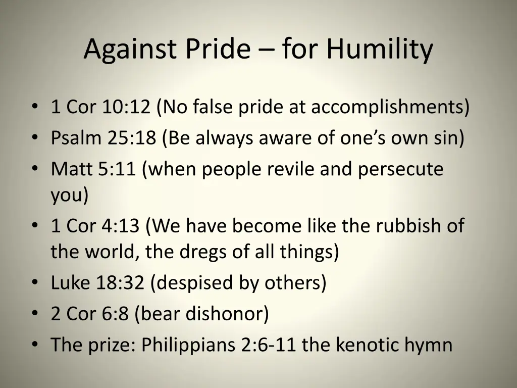against pride for humility