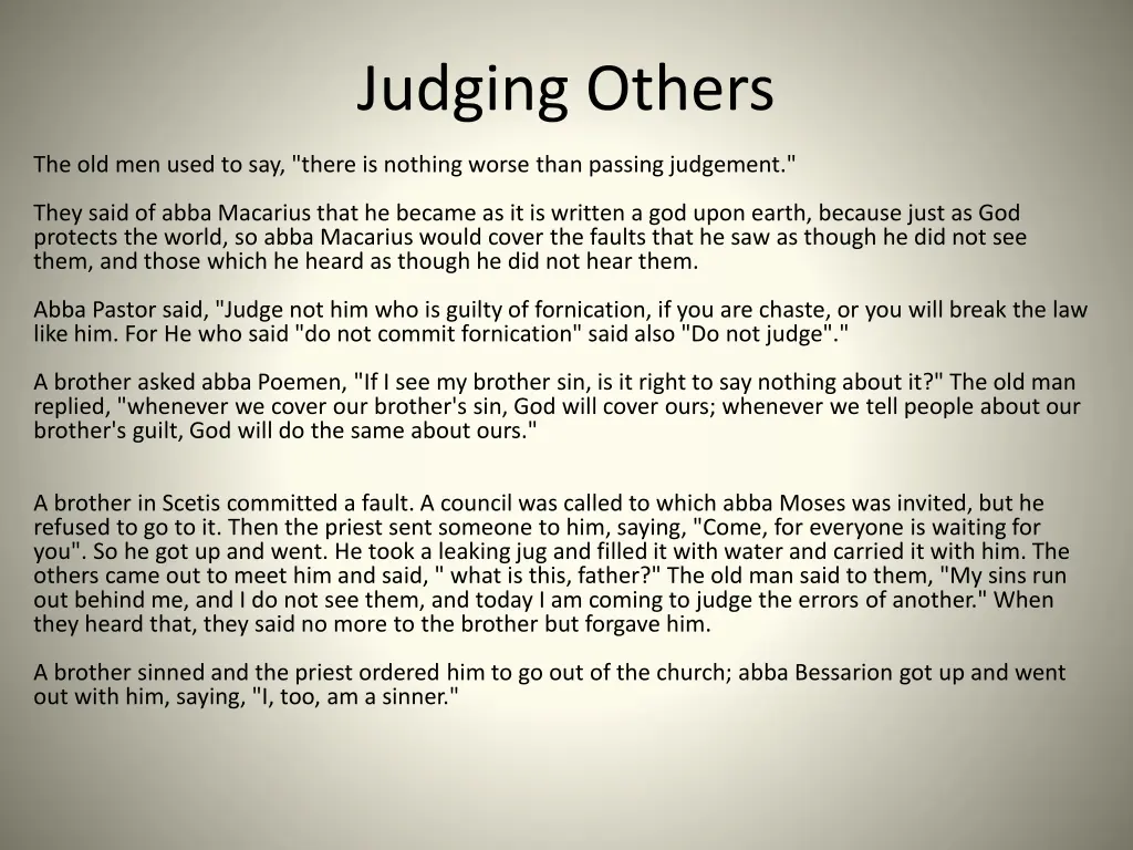 judging others
